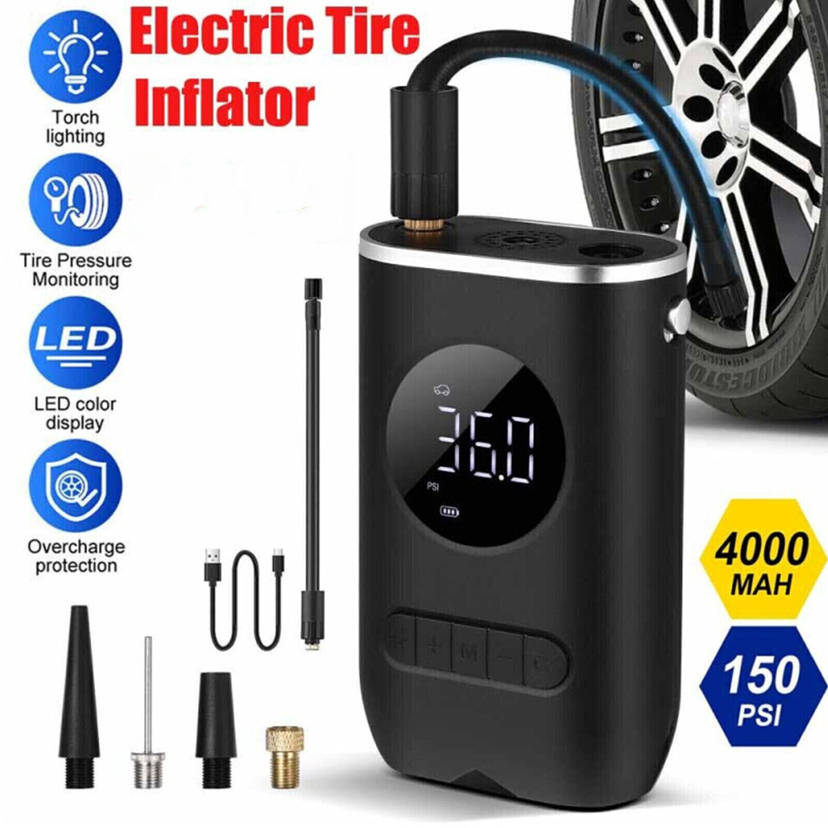 BrightFind AirPro portable tyre inflator – product image 10